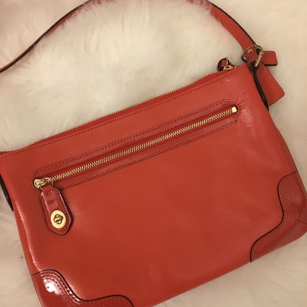 Coach orange leather cross body handbag - NEW - Picture 2 of 4